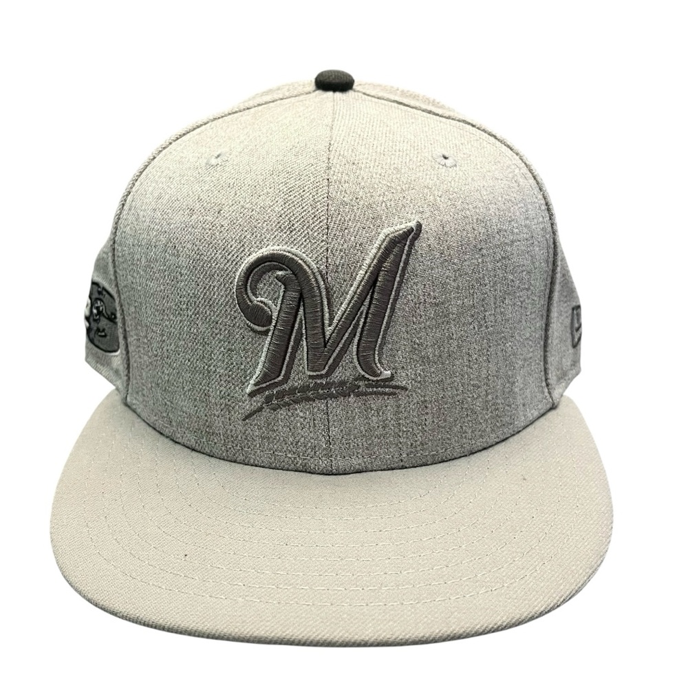 Milwaukee Brewers New Era 59FIFTY Fitted Hat 7 1/4 Gray Steel City Patch MLB Cap